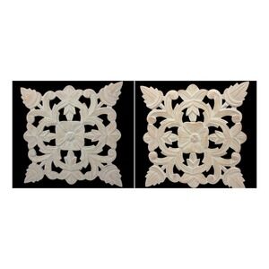 Rustic Wall Art Set of 2 Light Gray Distressed Wood or MDF Panels 15.5" By Fedco